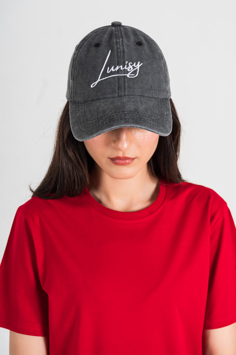 Lunisy İkonik Nakışlı Kep | Siyah